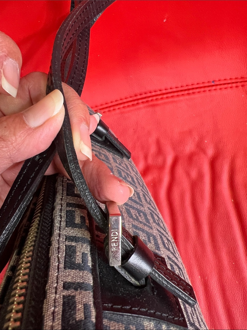 Fendi Black & Beige Zucca Jacquard Shoulder Bag - Picture 5 of 9